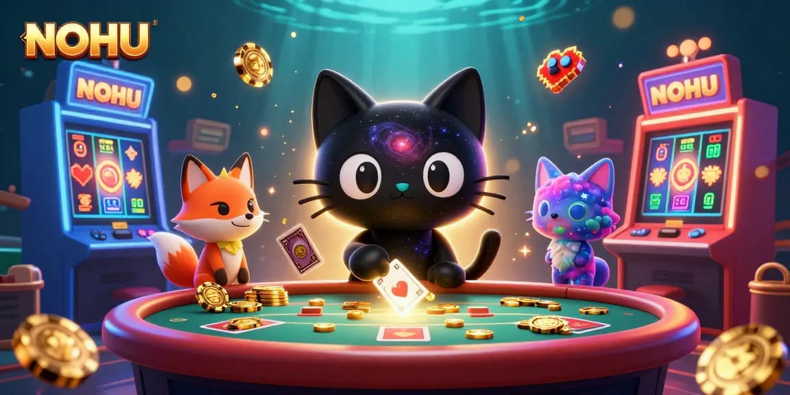 Play and win at NOHU's exciting cosmic casino with colorful slots and charming characters.