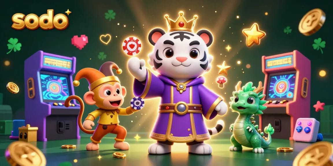Sodo immerses players in vibrant casino fun while juggling poker chips and gaming excitement.