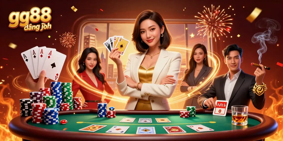 Experience the excitement of gg88 đăng nhập with a glamorous dealer and vivid casino elements.