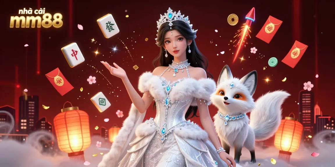 Engage with nhà cái mm88 for exciting gambling experiences featuring an enchanting ice queen and playful fox amidst festive gambling elements.