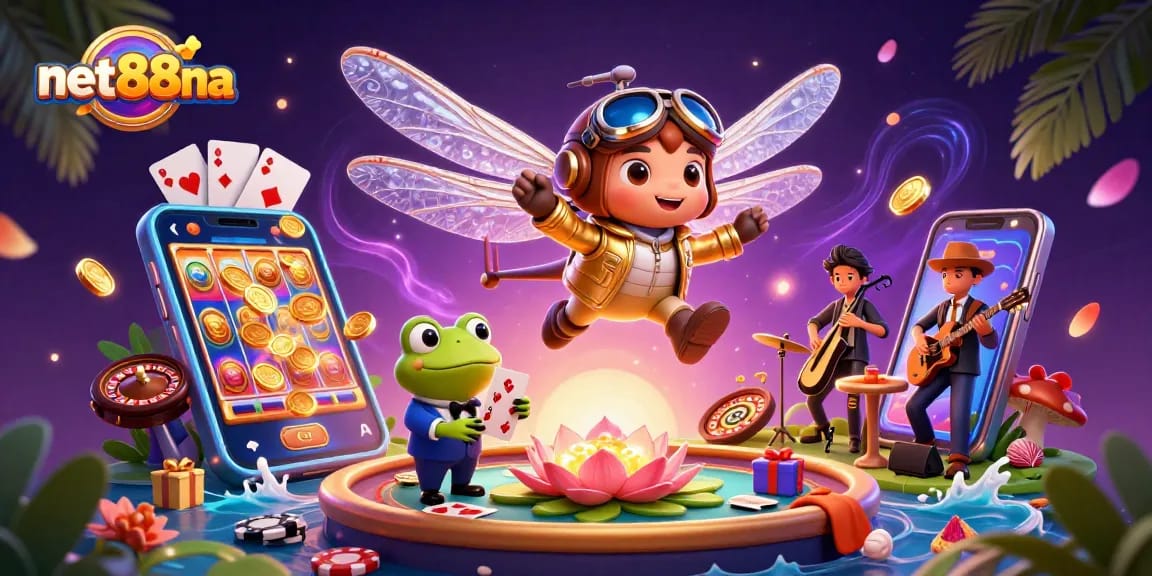Experience thrilling gameplay at net88na with characters celebrating at a vibrant casino scene.