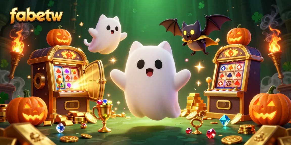 Experience fun at fabetw with a ghost cat and vampire bat in an exciting casino scene.