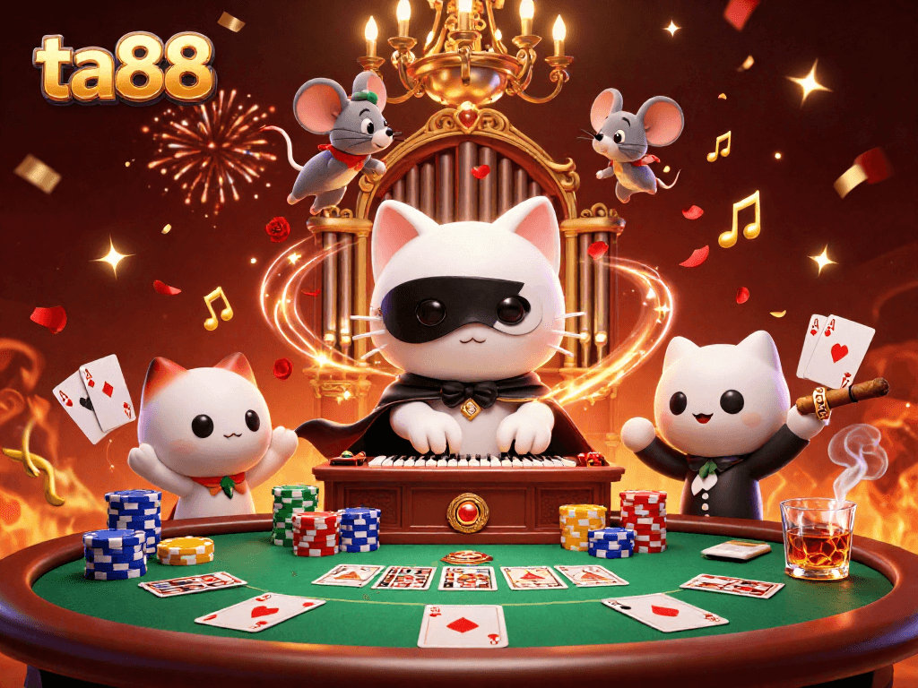 Experience thrilling moments at ta88 with a dynamic casino scene featuring poker elements and enchanting characters.