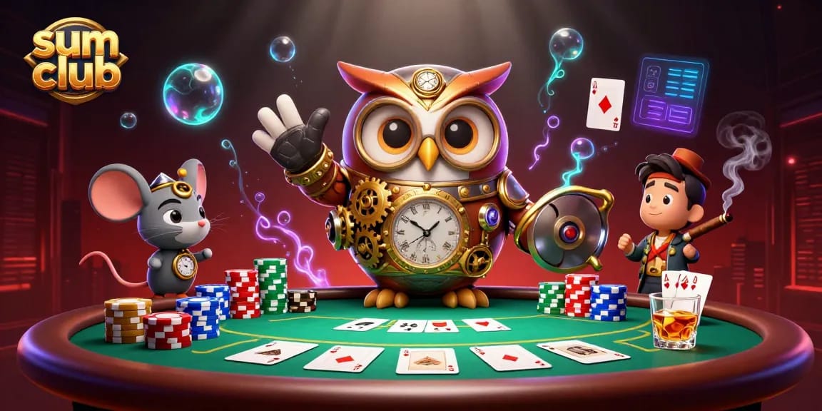 Experience the thrill at sum club with 3D characters in a vibrant casino scene.