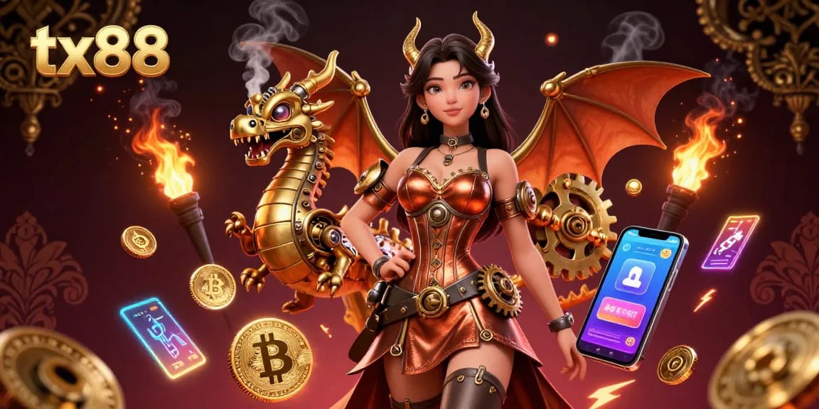 Engage in exhilarating games with tx88, featuring dynamic crypto elements and a steampunk atmosphere.
