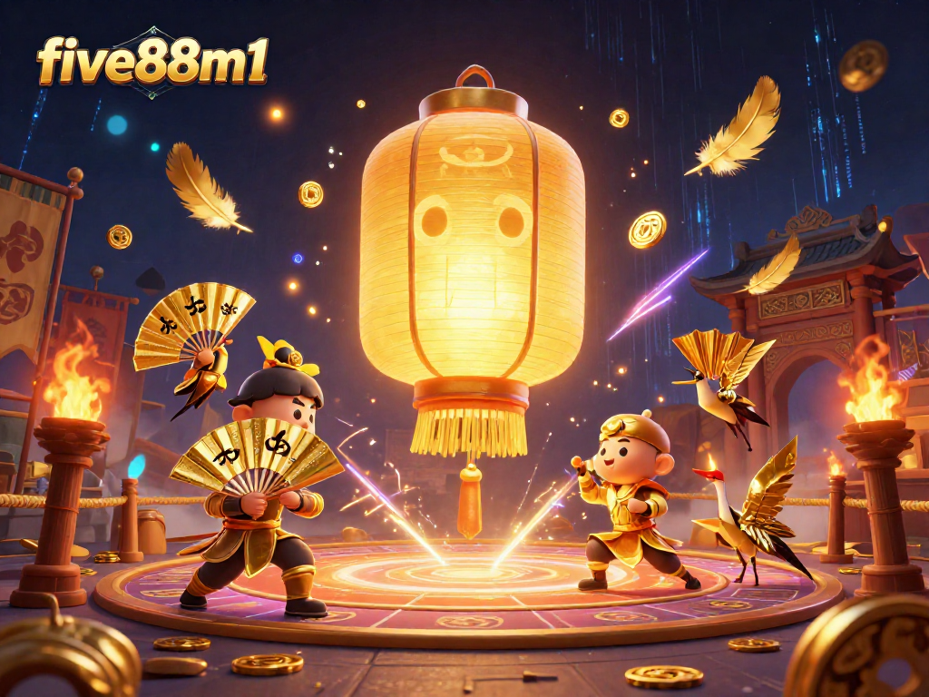 Experience thrilling action at five88m1 with a vibrant casino scene featuring lucky symbols and rich golden elements.