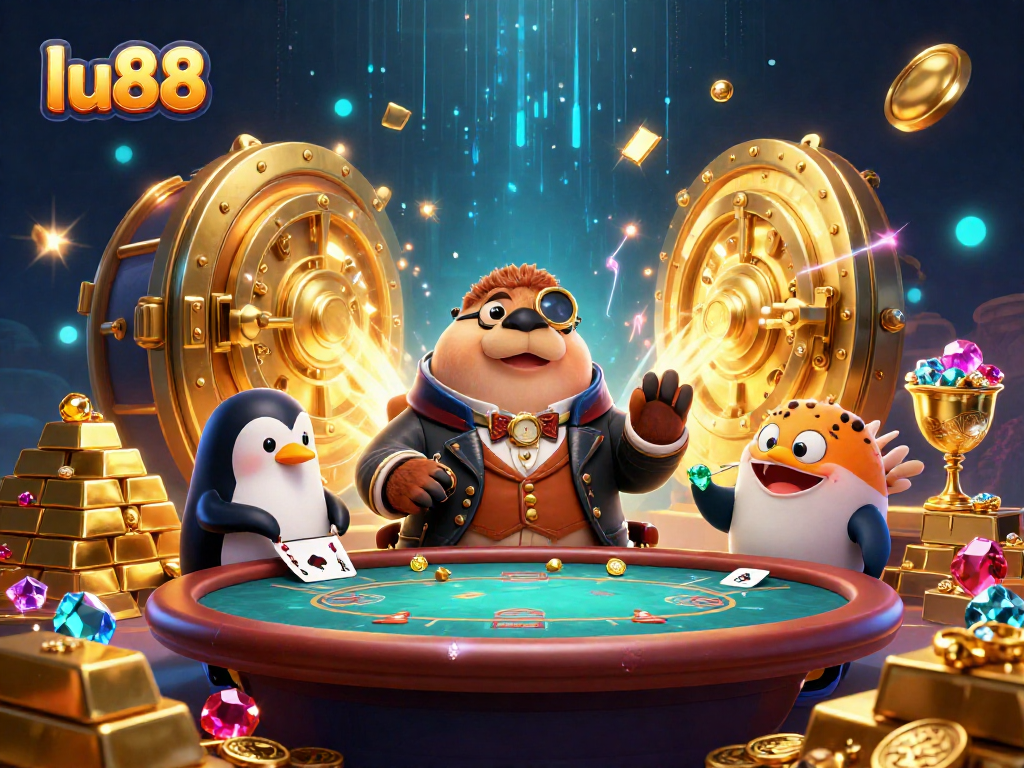 Join the exciting action at lu88 with a jolly walrus playing poker in an underwater casino.