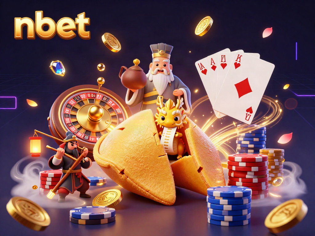 Experience the thrilling nbet casino adventure with a vibrant 3D scene filled with gaming excitement and fortune.