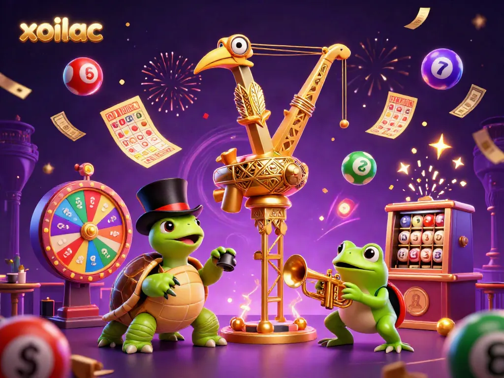 Engage with xoilac through a vibrant 3D illustration of a speakeasy scene filled with gaming excitement and dynamic lottery elements.