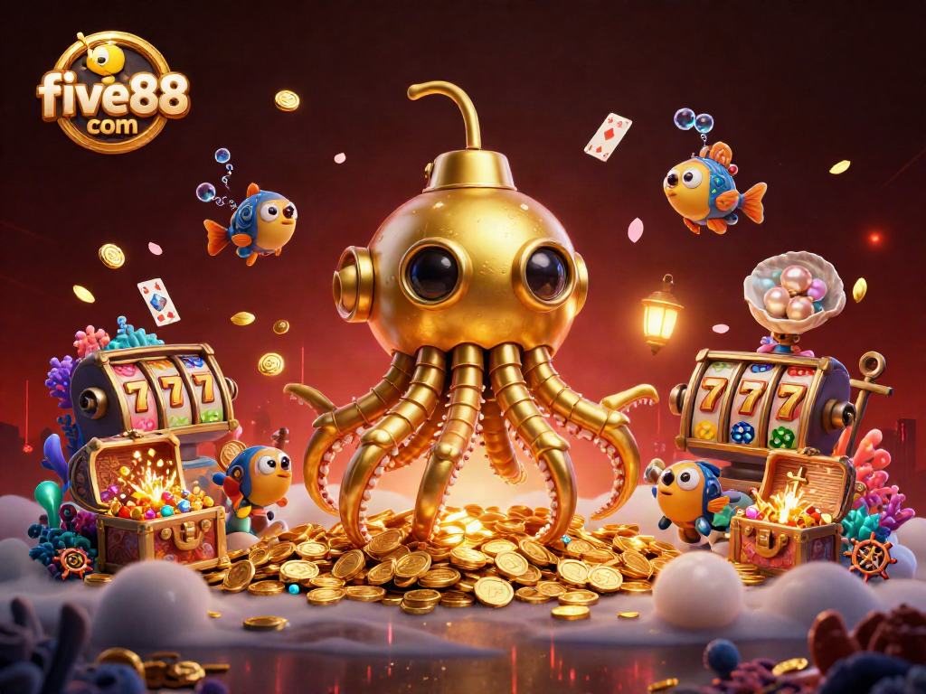 Experience thrilling action at five88 com with vibrant casino games in a packed underwater scene.