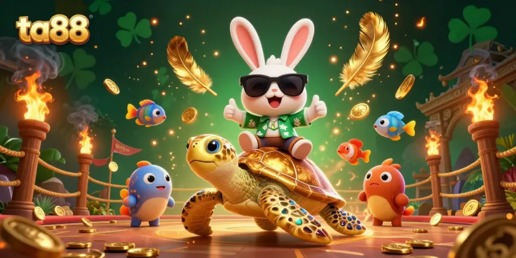 Experience thrilling gameplay at ta88 with the lively rabbit mascot celebrating a big win.