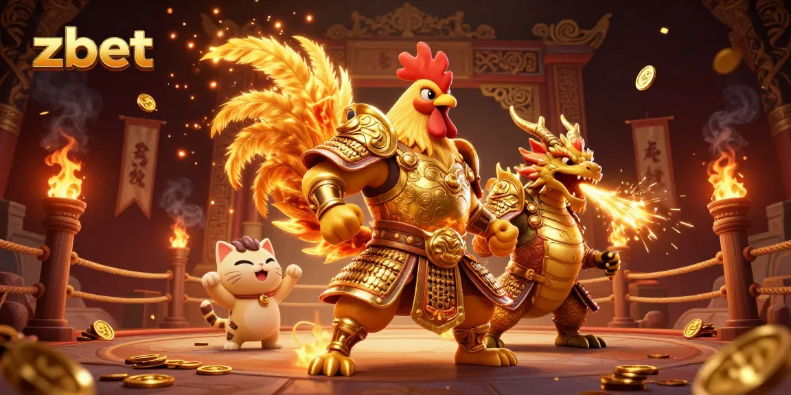 Engage with exciting zbet gameplay featuring a heroic rooster warrior and dragon hatchling in action.
