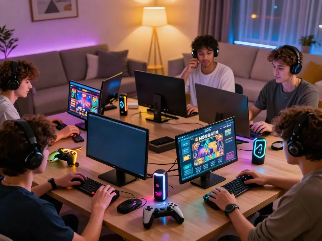 Nohuwin players enjoying diverse games in a vibrant gaming environment.