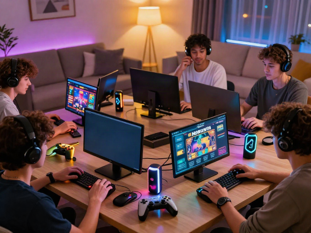 Nohuwin players enjoying diverse games in a vibrant gaming environment.