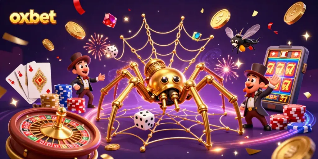 Engage with oxbet's thrilling casino vibes amidst golden coins and gaming excitement.