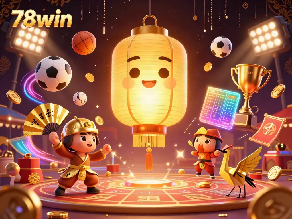 Experience the thrill of 78win with a vibrant casino scene featuring dynamic sports betting elements.