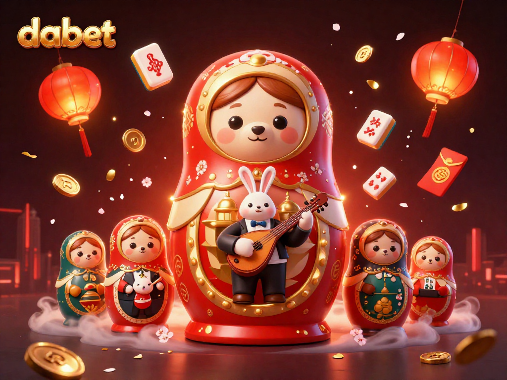 Experience exciting gaming moments with dabet's vibrant casino themed illustration showcasing unique characters and elements.