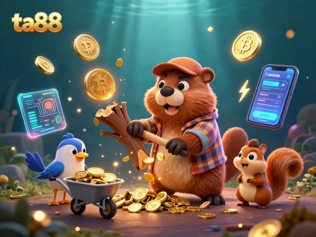 Engage in winning strategies with ta88 at our vibrant casino, showcasing gold coins and crypto elements.