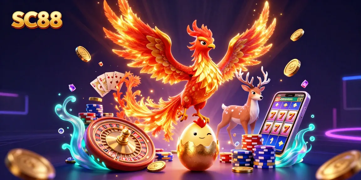 Experience thrilling gameplay with SC88 featuring a phoenix and casino elements