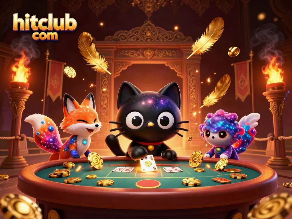 Experience the thrill of gaming at hitclub com with this vibrant 3D casino illustration featuring a whimsical cosmic scene.