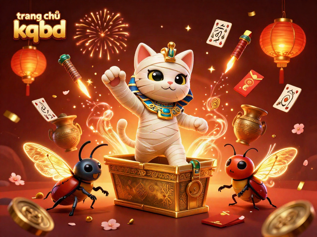 Experience the excitement of sports betting with trang chủ kqbd featuring a dynamic mummy cat in a pyramid casino scene.