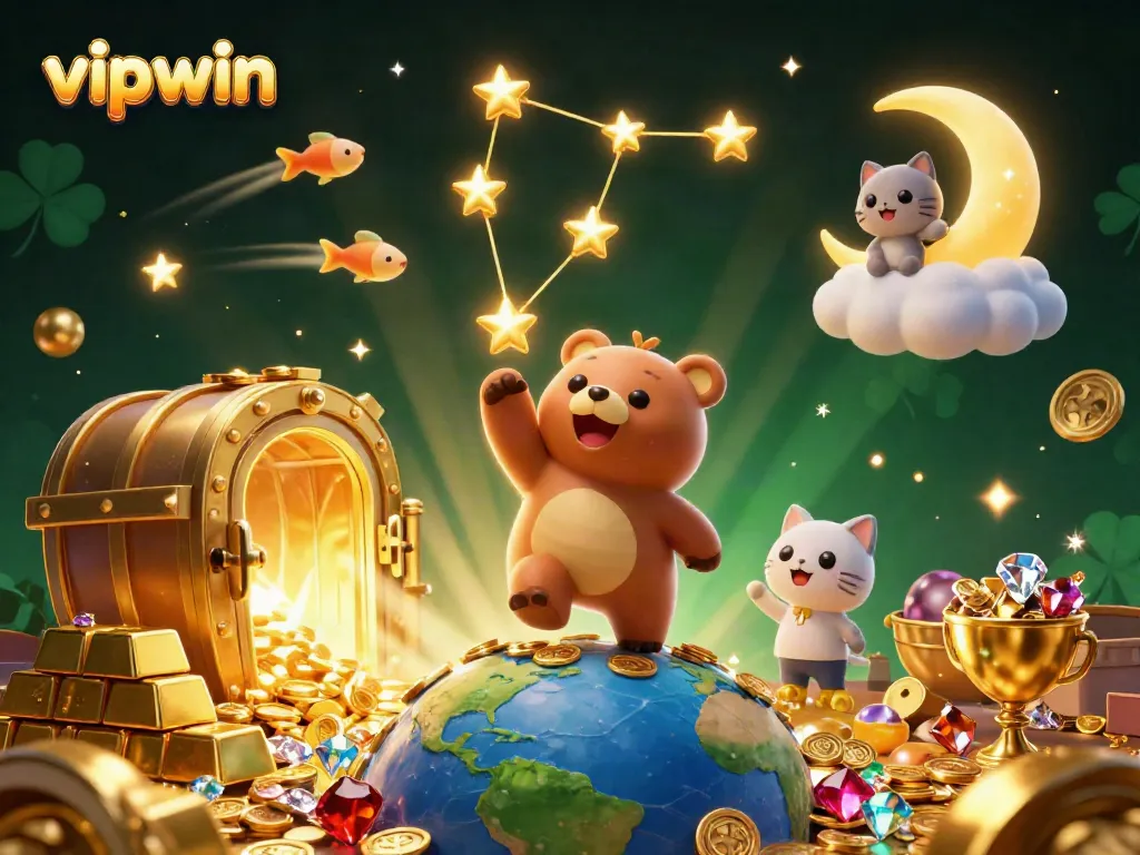 Engage with VIPWIN through enchanting 3D illustration of a magical gaming world filled with treasures and excitement.