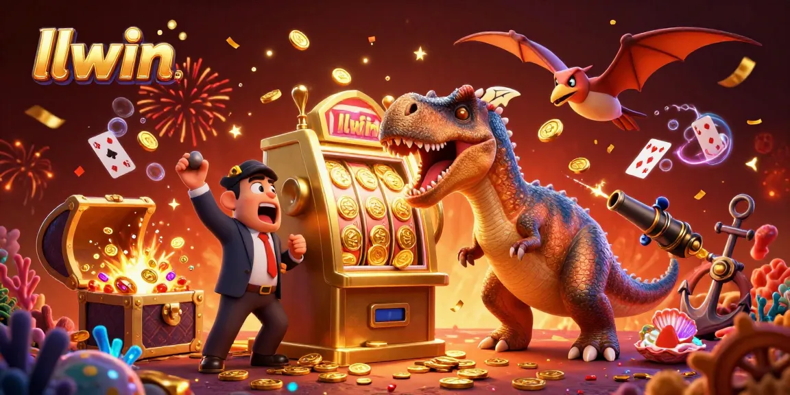 Experience excitement with llwin as animated characters engage in thrilling jackpot action.