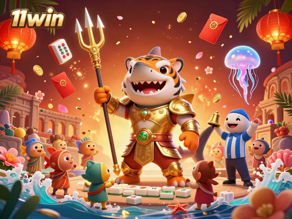 Engage in immersive gameplay with the vibrant 11win underwater colosseum, showcasing lively casino elements.