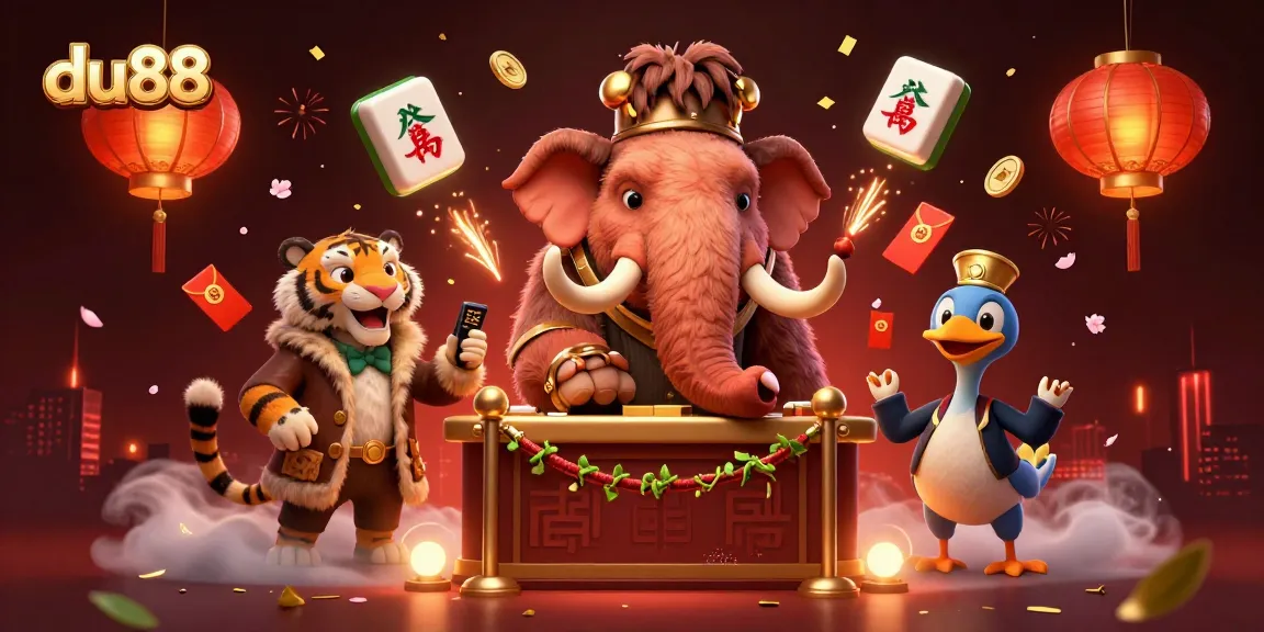 Join the du88 casino scene with characters celebrating amidst vibrant gaming elements and rich details.