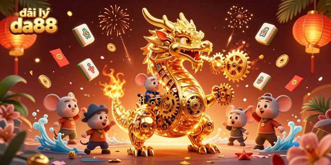 Engage in thrilling adventures with đại lý da88, featuring a golden dragon and dazzling gambling elements.
