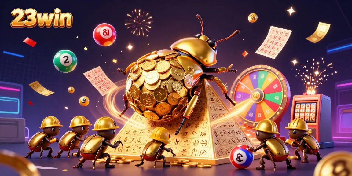 Experience the thrill of winning with 23win, featuring dynamic casino elements and vibrant lottery scenes.