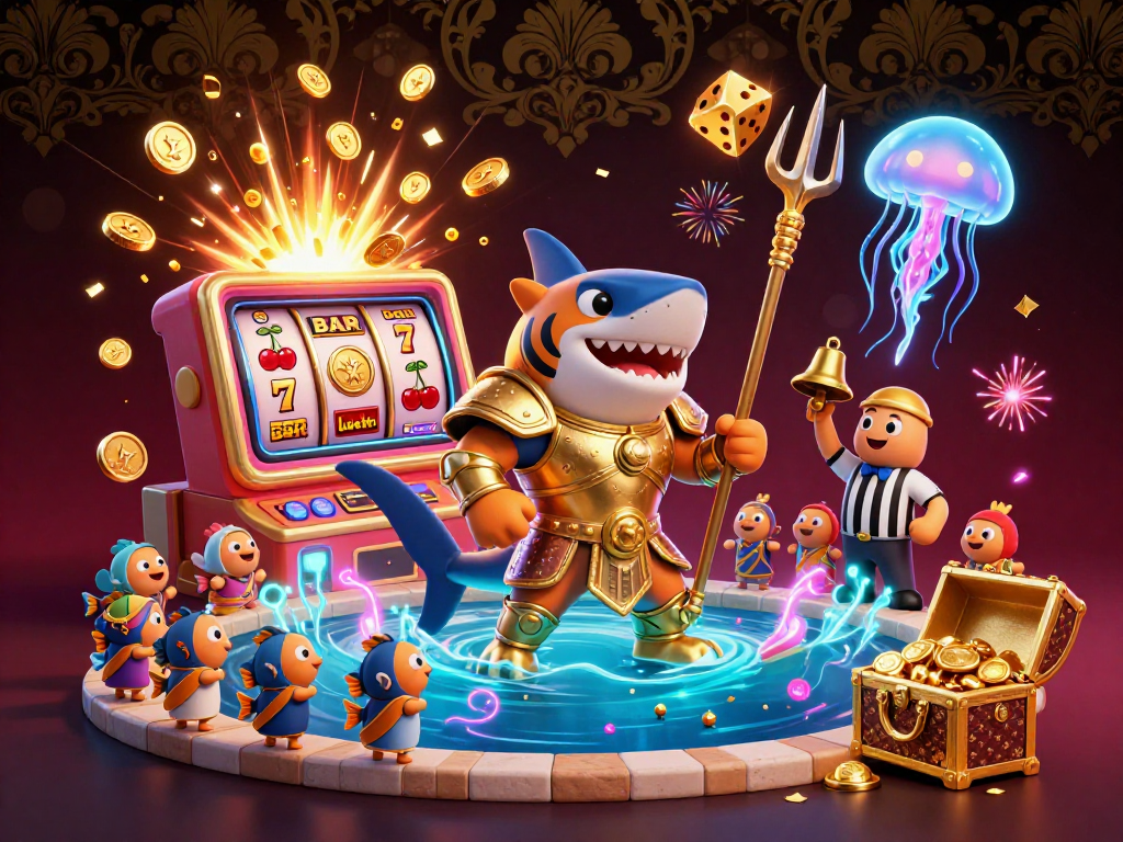 Experience the excitement of vic88m7 with a vibrant slot machine explosion in a dazzling underwater casino.