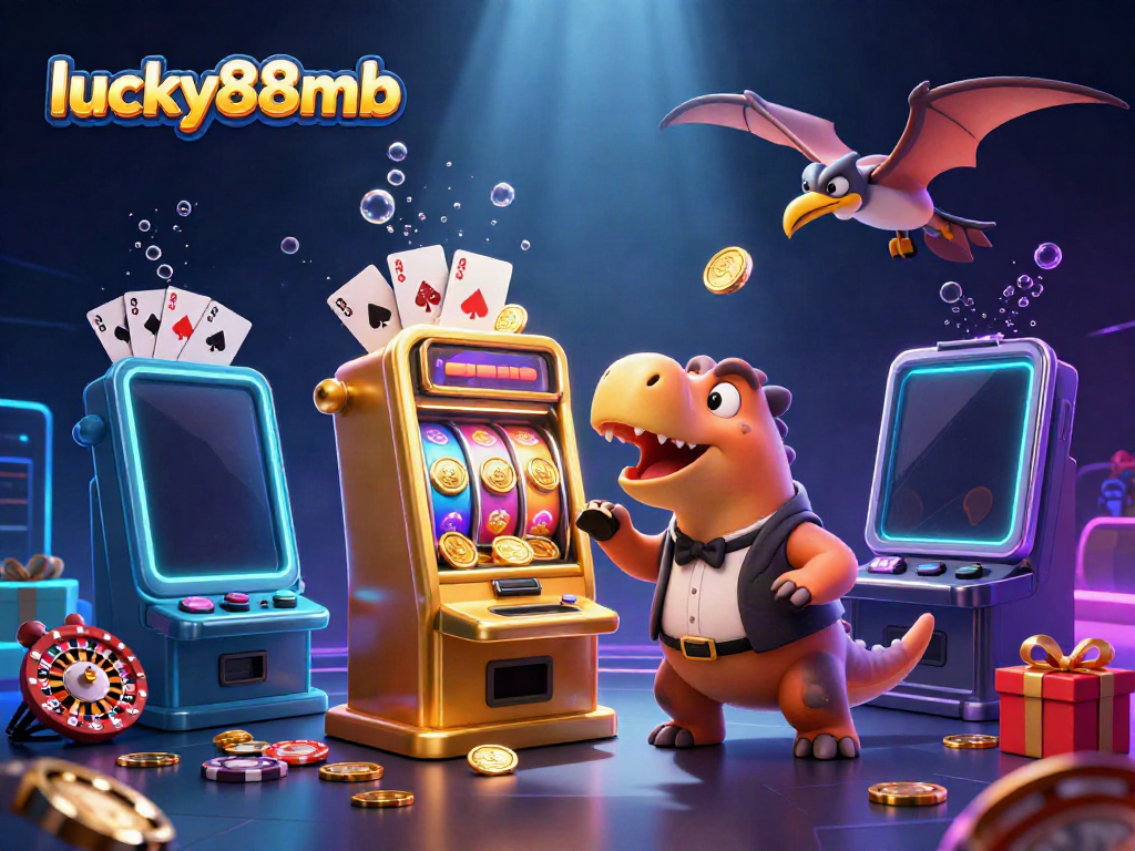 Experience excitement at lucky88mb with a pachycephalosaurus winning coins from a slot machine.