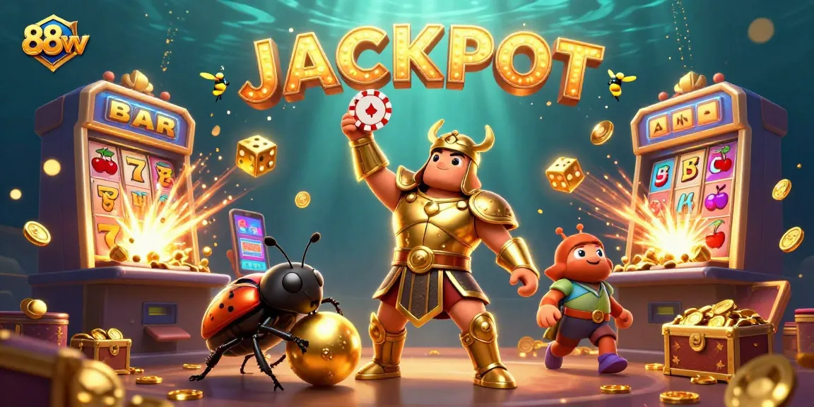 Experience the thrill of winning at 88vv with colorful jackpot symbols and dynamic casino elements.