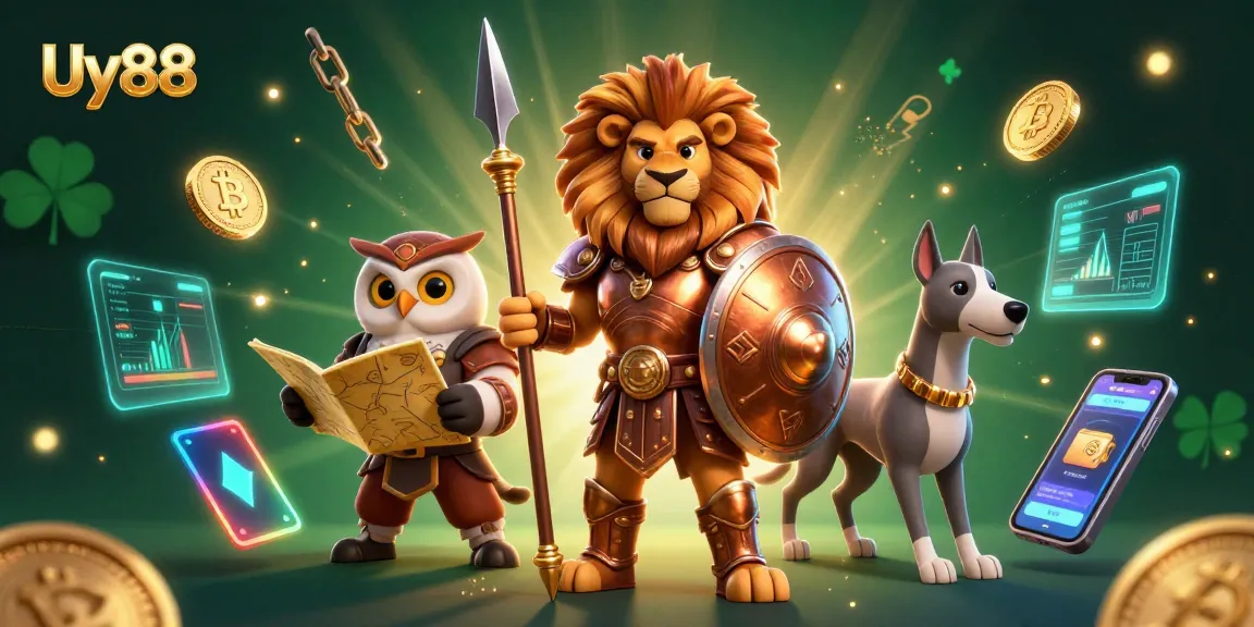 Experience exciting gaming action at Uy88 with 3D characters in a vibrant casino setting.