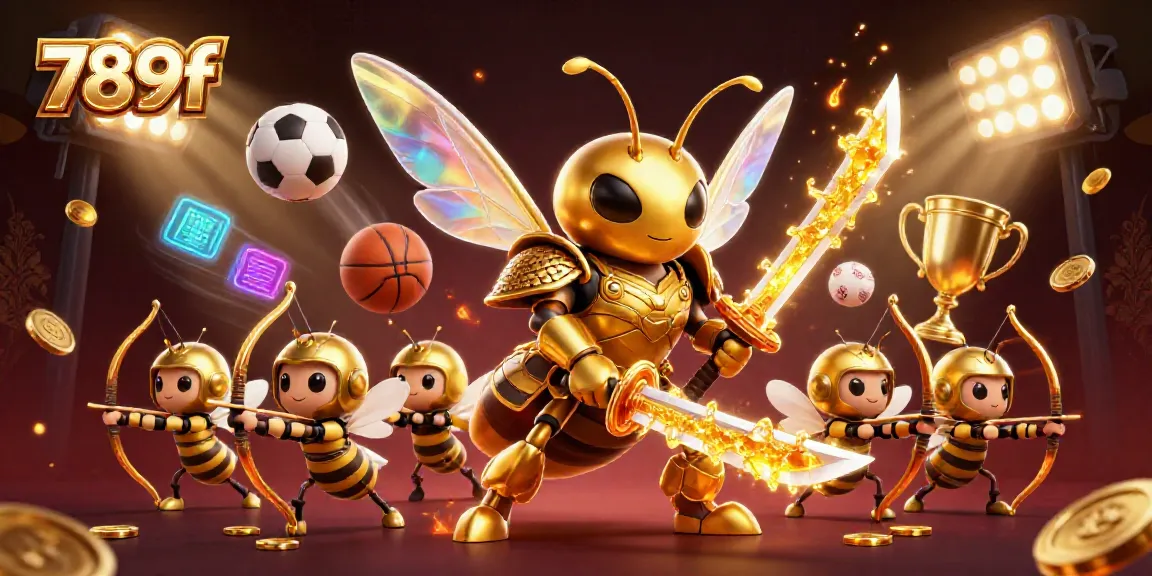 Experience thrilling action with 789f's dynamic gaming scene featuring samurai hornets and vibrant sports elements.