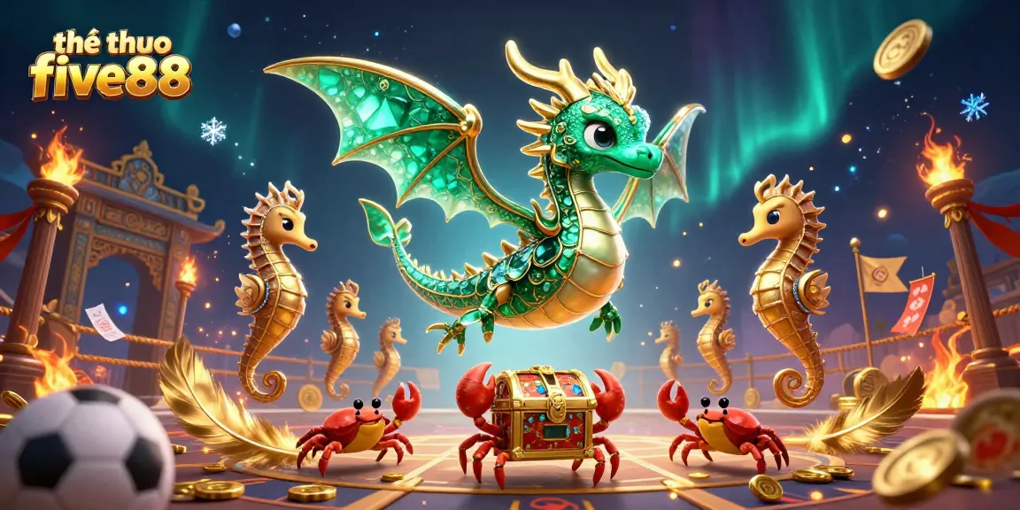 Engage with thể thao five88 as the sea dragon and guard seahorse capture the thrill of sports betting action.
