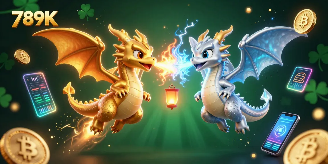 Engage in thrilling 789K gaming with dynamic dragons and vibrant crypto elements.