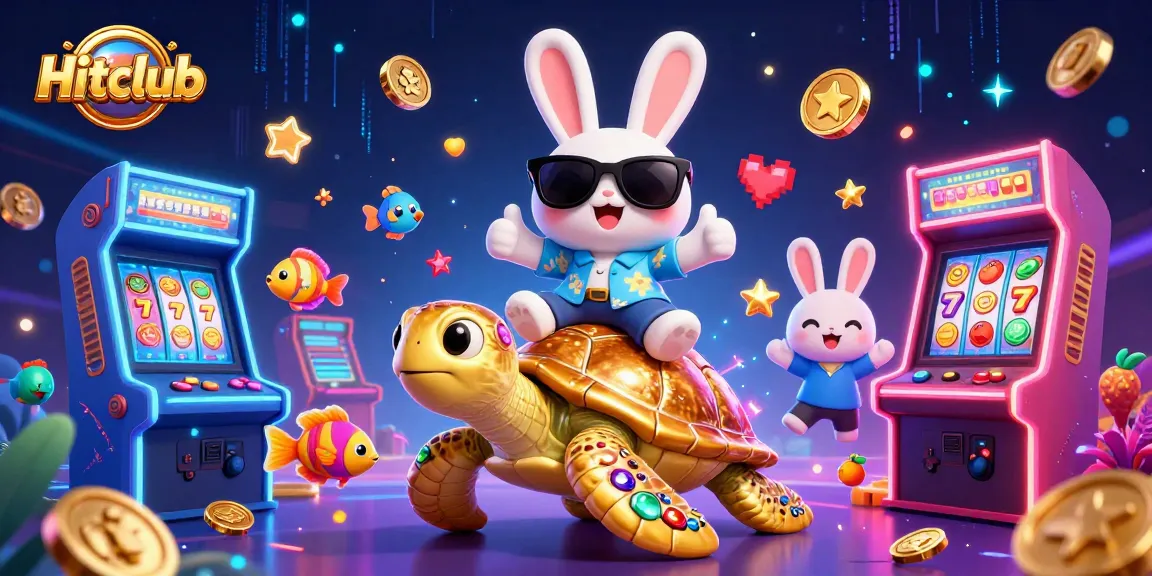 Spin the reels with Hitclub's vibrant 3D casino illustration brimming with excitement.
