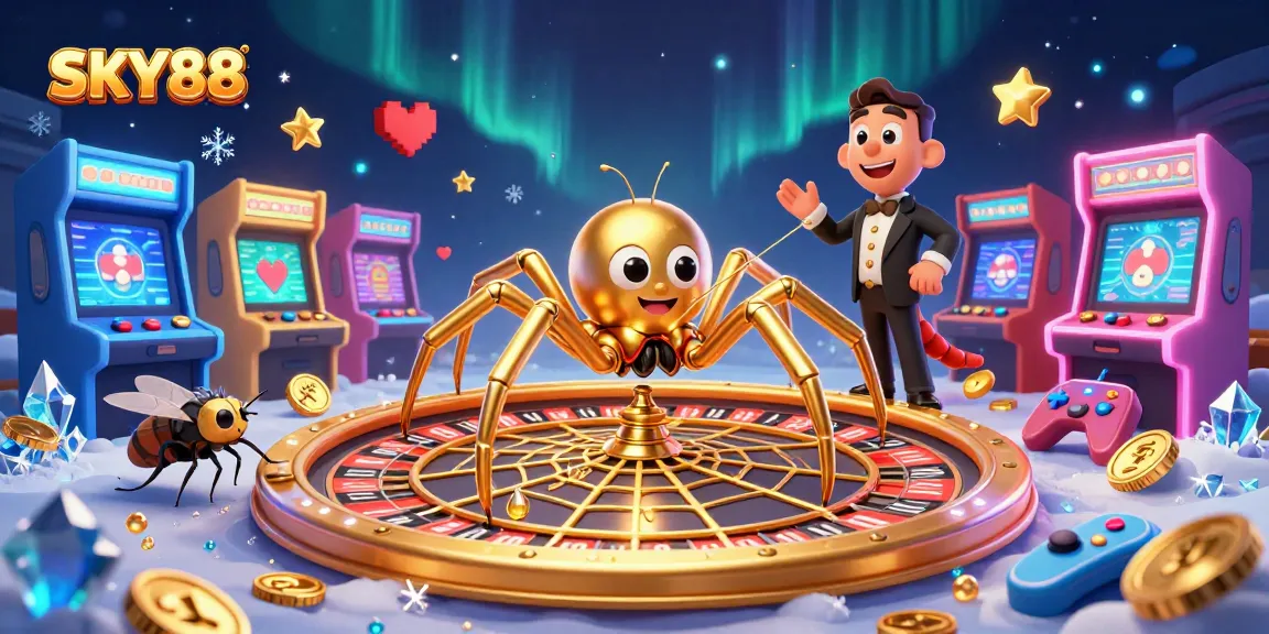 Experience the thrilling atmosphere of SKY88 with cartoon characters in a vibrant casino setting.