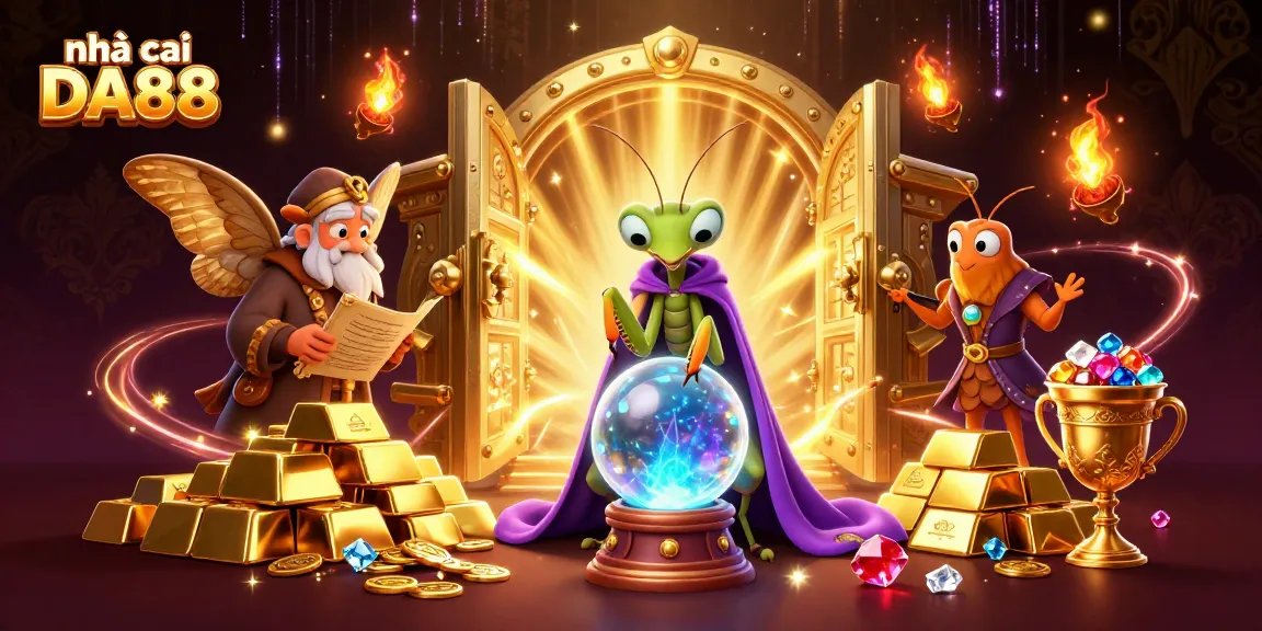 Engage with nhà cái DA88's vibrant casino scene featuring mystical fortune tellers and treasures.