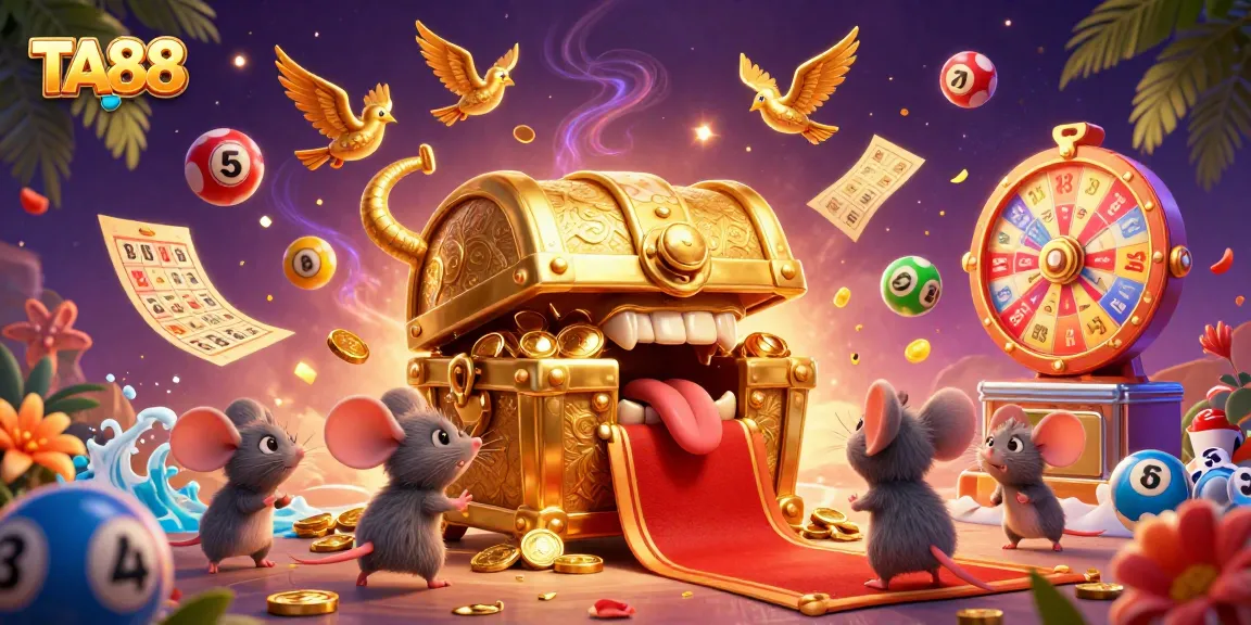 Engage in thrilling gameplay at TA88 with vibrant lottery elements and animated treasure chest!